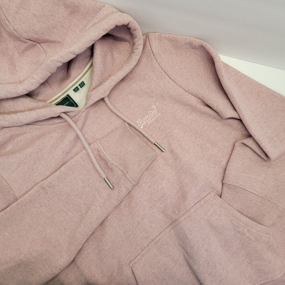 SuperDry Womens Pink Long Sleeve Kangaroo Pocket Super Thick Hoodie 10